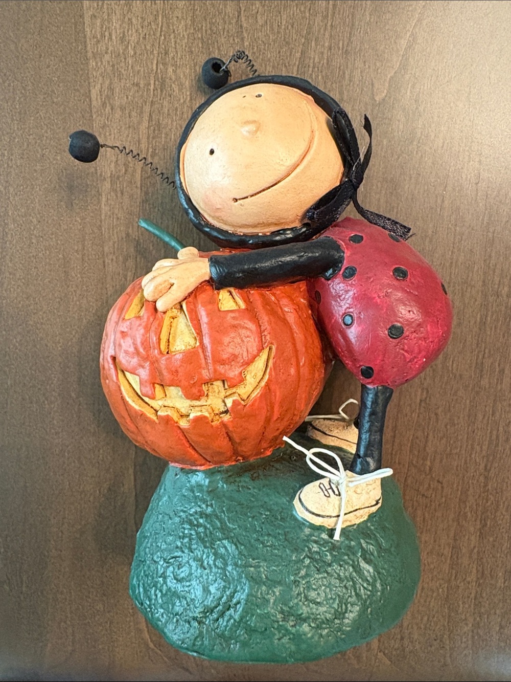 EUC Whimsical Jack-O-Lantern Junction Ladybug Pumpkin Collectible